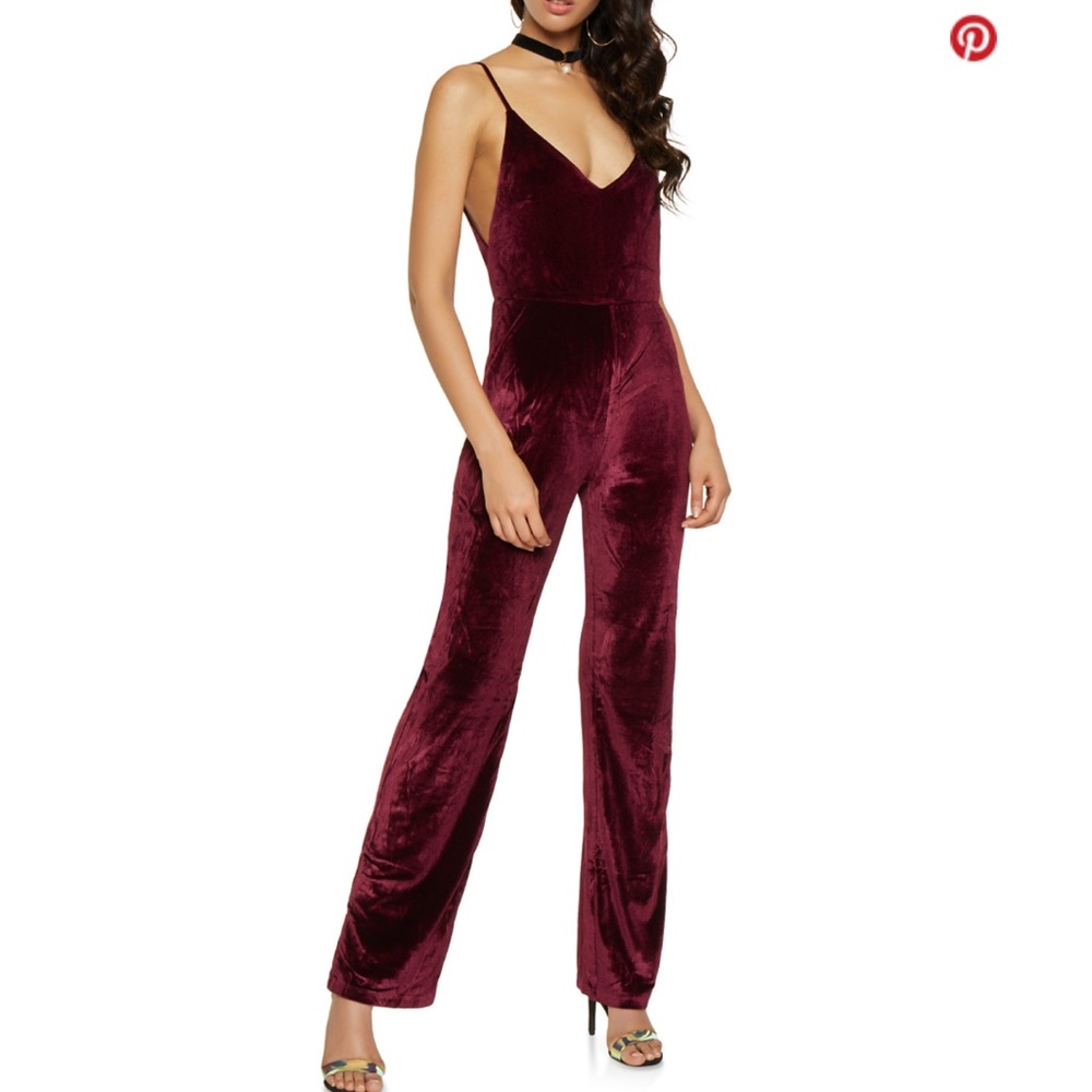 Red velvet jumpsuit brand new